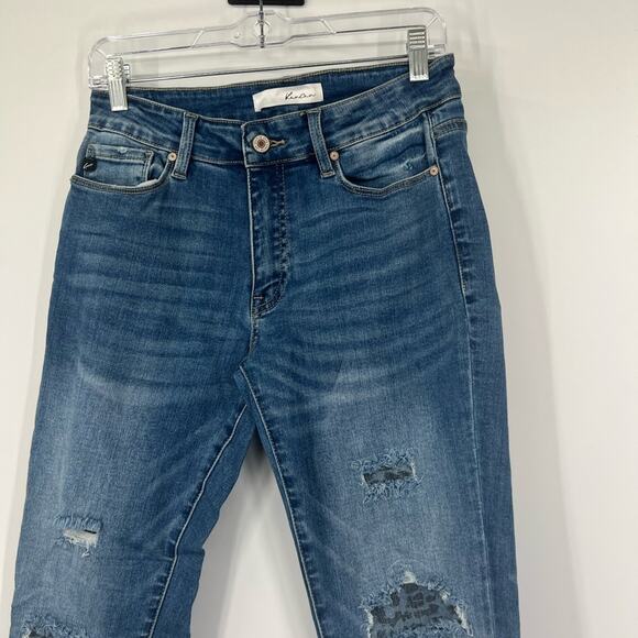 KanCan Mid-Rise Leopard Patch Skinny Jeans - Picture 2 of 8